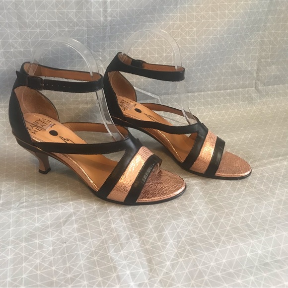 Tanya Heath Shoes - Tanya Heath Black and Copper Reptile Sandals 38